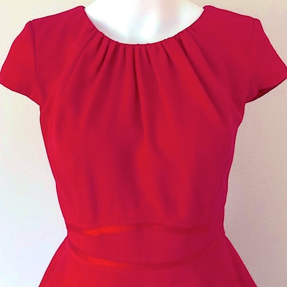 ✨NWT✨Classic Peplum Waist Red Dress w Pencil Skirt & Cap-Sleeves 🏷️by Muse - Picture 5 of 16
